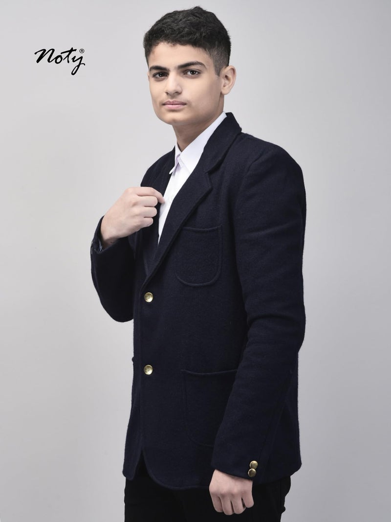 Noty Store Noty ® Boys & Girls Winter- School Uniform Blazer | Coat | Jacket- Woolen Fabric- Front Open Button Closure | School Winter Unisex Blazer | Both Side Pockets (in, Numeric, 38, Regular, Black) - Image 5