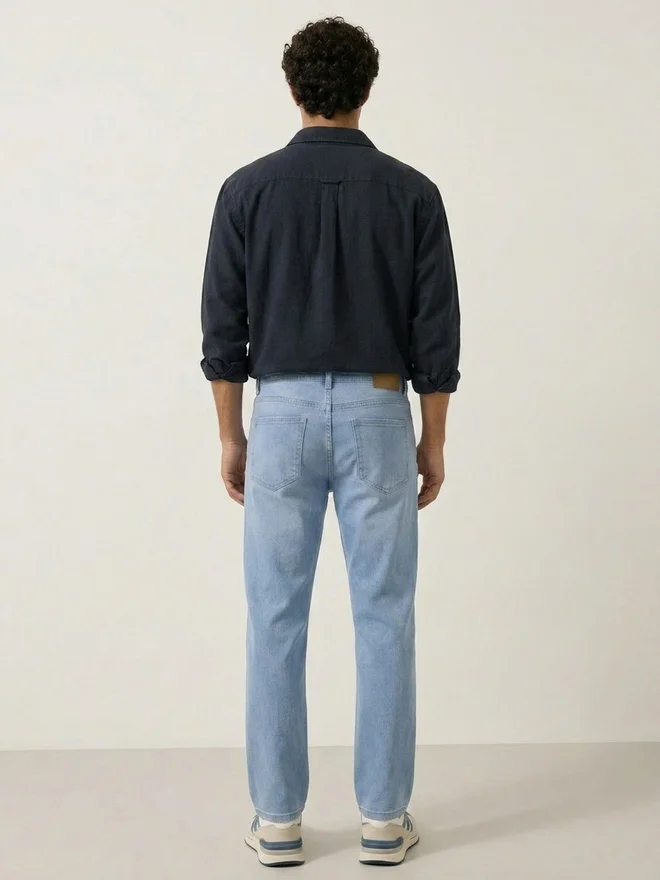 Styli Medium Blue Styli Men Mid Rise Regular Fit Jeans for Men | Best Price UAE