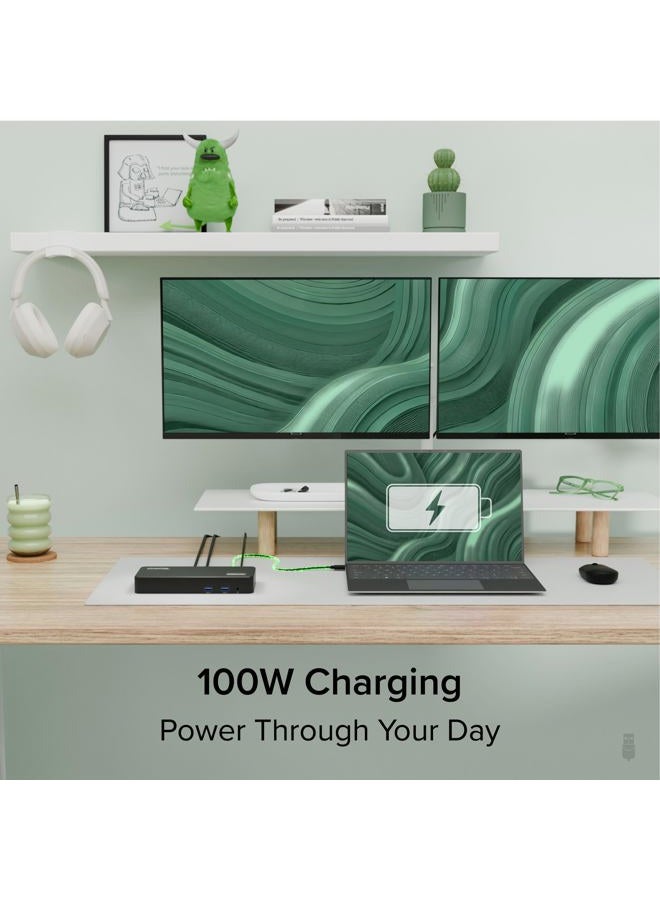 Plugable 12-in-1 USB C Docking Station Triple Monitor, Triple 4K Displays with 3X HDMI or 3X DisplayPort, Compatible with Mac, Windows, Thunderbolt 3 & 4, USB4, USB-C (60W PD, 6X USB Ports, Ethernet) - Image 4