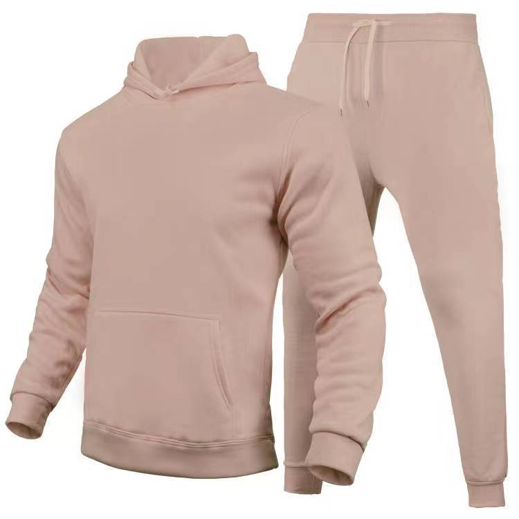 2022 Spring Autumn Winter Men'S And Women'S Casual European Code Blank Solid Color Set Fleece Loose Sweater Pants Two-Piece Set - Image 1