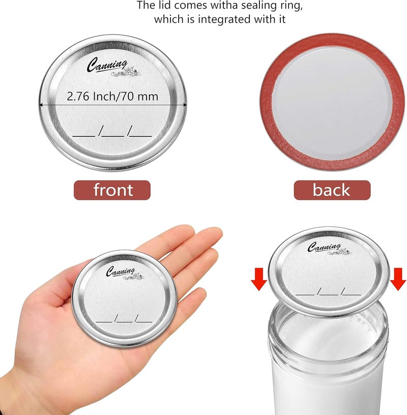 EvaHab 200- Count,Regular Mouth Canning Lids for Ball, Kerr Jars - Split-Type Metal Mason Jar Lids for Canning - Food Grade Material, 100% Fit & Airtight for Regular Mouth Jars (200 Pack Regular Lids) - Image 3