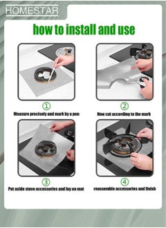 HOMESTAR 4-Piece Non Stick Reusable Gas Stove Protector, Gas Range Protectors for Kitchen Cuttable Easy to CleanGas Stove Burner Cover  - Image 3