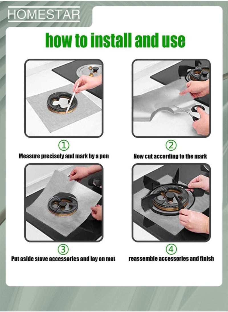 HOMESTAR 4-Piece Non Stick Reusable Gas Stove Protector, Gas Range Protectors for Kitchen Cuttable Easy to CleanGas Stove Burner Cover  - Image 3