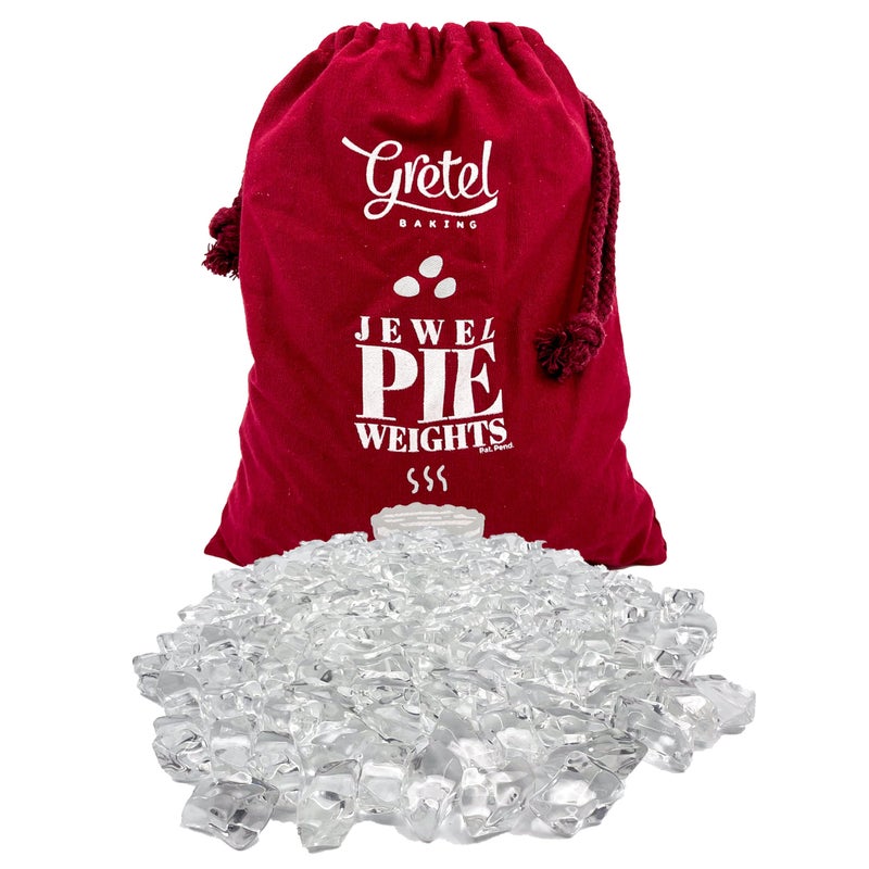 Jewel Glass Pie Weights for Baking  Will Not Roll Away  Better Than Ceramic  DustFree Borosilicate Glass  Large Quantity 25 lbs  Drawstring Storage Bag  Essential baking tools and accessories