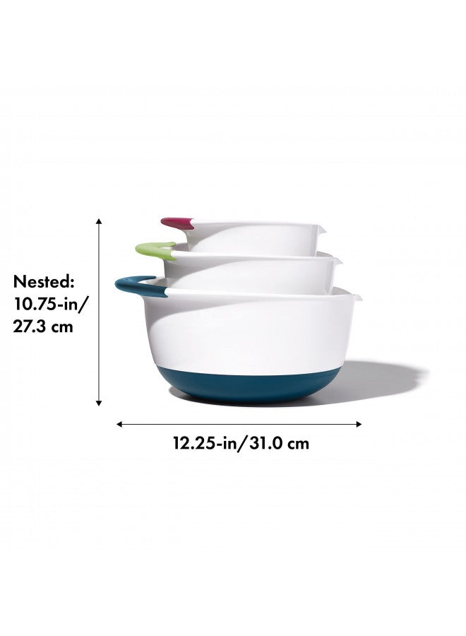 OXO OXO Plastic Good Grips 3-Piece Mixing Bowl Set with Red/Green/Blue Handles  - Image 2
