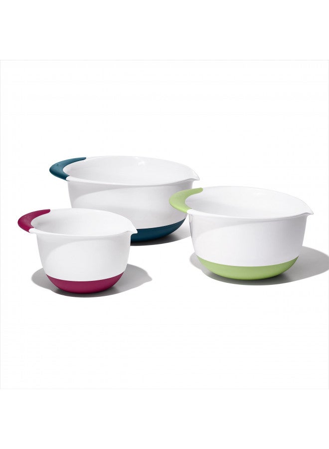 OXO OXO Plastic Good Grips 3-Piece Mixing Bowl Set with Red/Green/Blue Handles  - Image 1