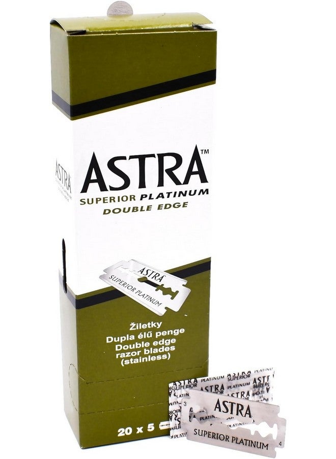 أسترا شفرات حلاقة أسترا بلاتينيوم مزدوجة الحافة آمنة، 100 شفرة (20 × 5) - Image 1