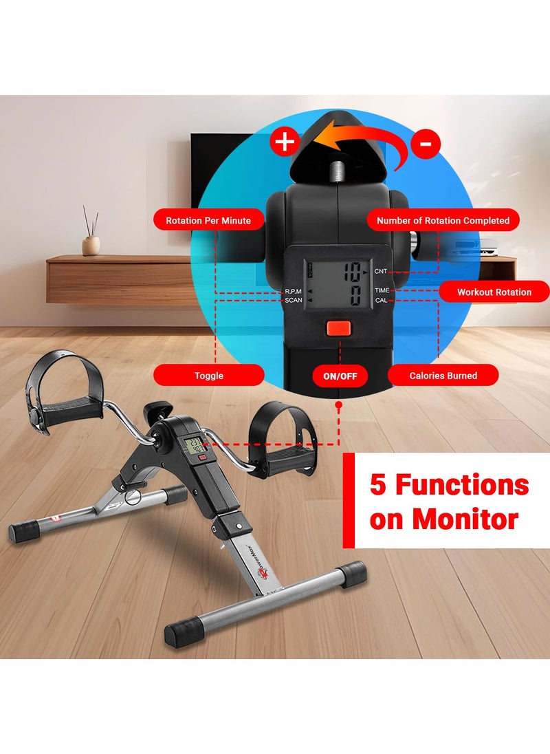 PowerMax Fitness Fitness Bs-Mini Mini Cycle Pedal Exerciser With Adjustable Resistance And Digital Display - For Light Leg And Arm Exercise And Physiotherapy At Home  - Image 3