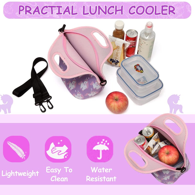 VASCHY Insulated Lunch Bag for Children, Neoprene Lunch Bag Women's Waterproof Thermal Bag Picnic Lunch Tote for Men Work Office School Travel with Detachable Shoulder Strap, Unicorn - Image 5