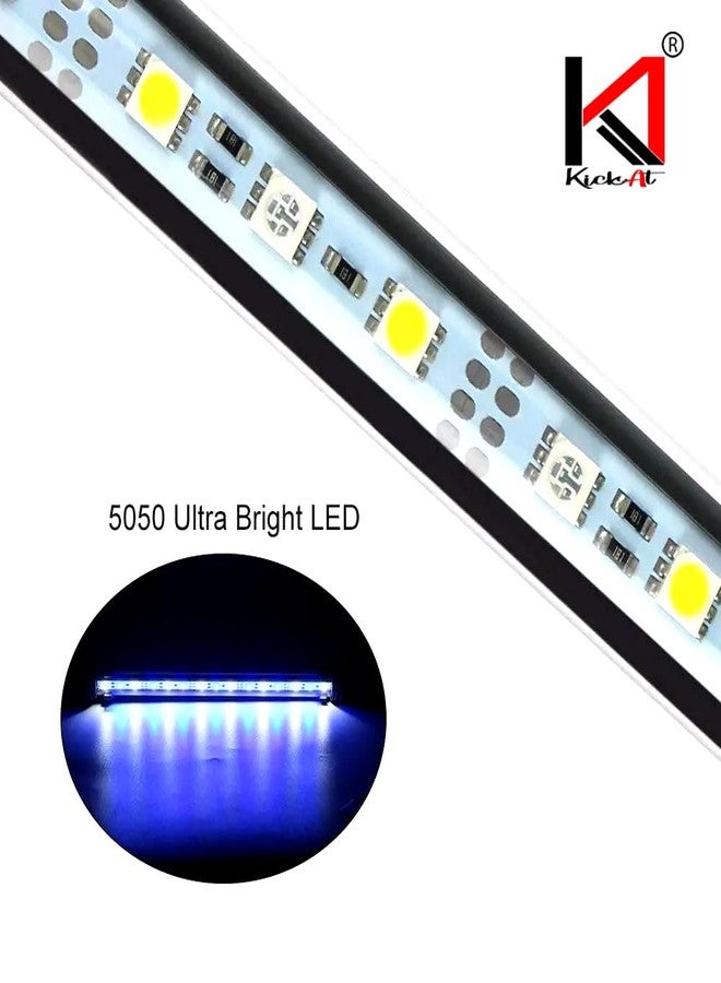 مصباح LED غاطس لحوض السمك من KickAt | مصباح مقاوم للماء لحوض السمك مزود بأكواب شفط | إضاءة LED زرقاء وبيضاء ساطعة لأحواض المياه العذبة والمالحة | أنبوب موفر للطاقة تحت الماء (30 سم، 18 واط) - Image 2