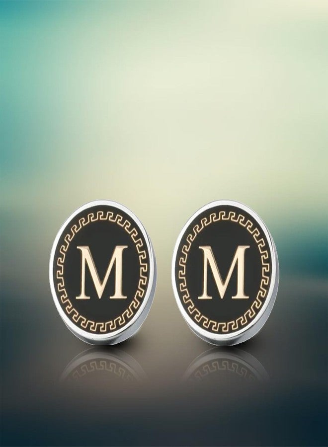 AMAAL Cufflinks for Men Boys Cuff links Formal Stainless Steel Cufflink For Men Alphabet Letters M Birthday Gift Anniversary Husband Cuff Links Cufflinks Set Mens Boys Man Boy Valentine Gifts -A13 - Image 3