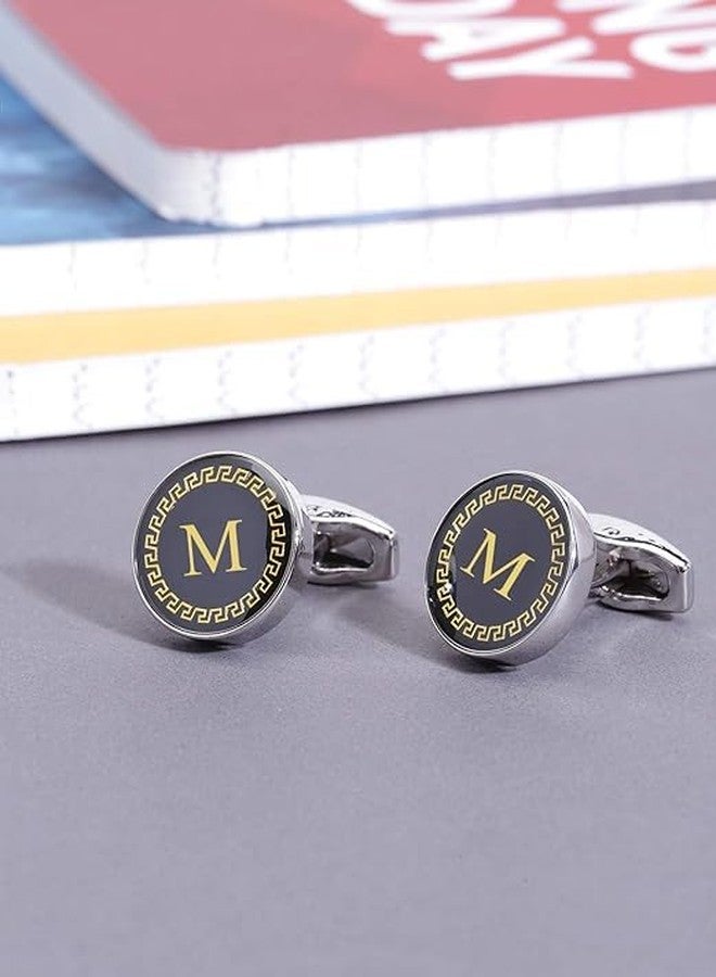AMAAL Cufflinks for Men Boys Cuff links Formal Stainless Steel Cufflink For Men Alphabet Letters M Birthday Gift Anniversary Husband Cuff Links Cufflinks Set Mens Boys Man Boy Valentine Gifts -A13 - Image 4