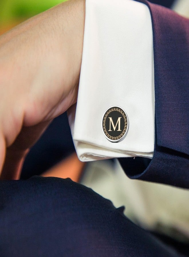 AMAAL Cufflinks for Men Boys Cuff links Formal Stainless Steel Cufflink For Men Alphabet Letters M Birthday Gift Anniversary Husband Cuff Links Cufflinks Set Mens Boys Man Boy Valentine Gifts -A13 - Image 2