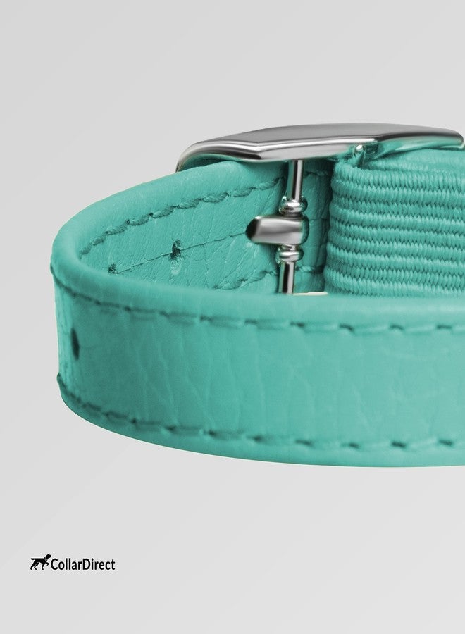 CollarDirect Leather Cat Collar, Cat Safety Collar with Elastic Strap, Kitten Collar for Cat with Bell Black Blue Red Orange Lime Green (Neck Fit 6"-7", Mint Green) - Image 3