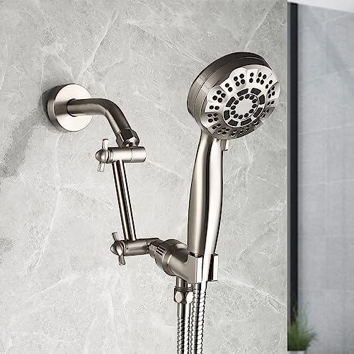 Pichrain Brushed Nickel Shower Extender Arm, Height & Angle Adjustable with Unique Locking Gear, 5 Inch Anti-Leak Arm - Image 2