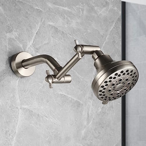 Pichrain Brushed Nickel Shower Extender Arm, Height & Angle Adjustable with Unique Locking Gear, 5 Inch Anti-Leak Arm - Image 4