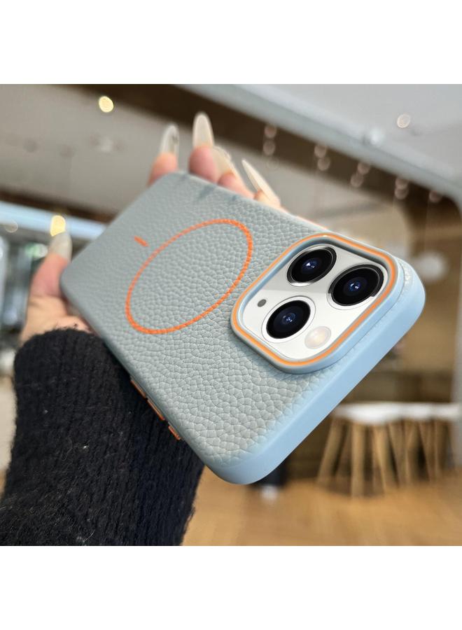 زبون جراب لهاتف iPhone 11 Pro مصنوع من مادة TPU ذات حلقة برتقالية MagSafe Litchi Grain - Image 1