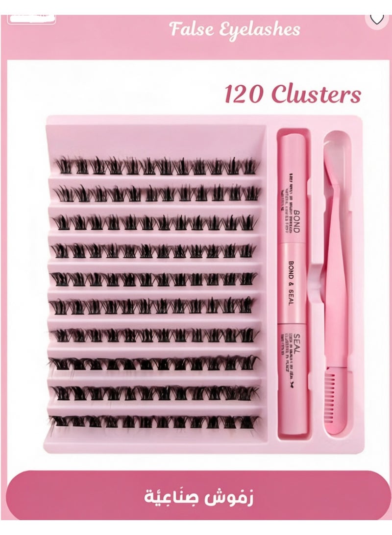 120-Pack Tufted False Eyelashes, DIY Lash Extensions for Natural Look, Reusable with Glue Bonding (Black) - Image 1