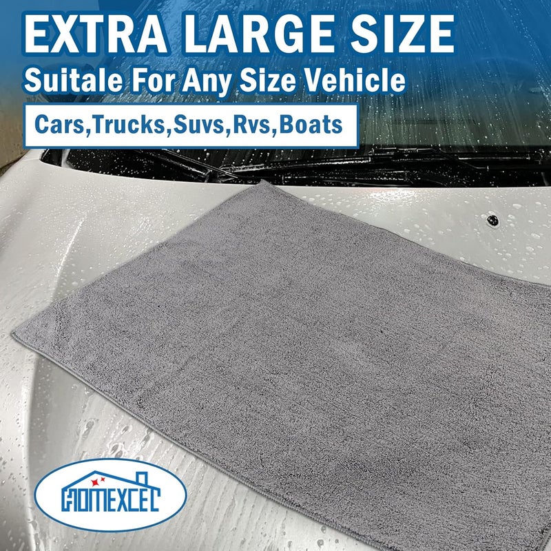 HOMEXCEL Professional Large Microfiber Car Drying Cloths Lint Free Scratch Free Highly Absorbent Drying Cloth for Cars, SUVs, RVs, Trucks and Boats, 31 x 24 Inch, Grey, 2 Pack Popular trusted craftsmanship - Image 5