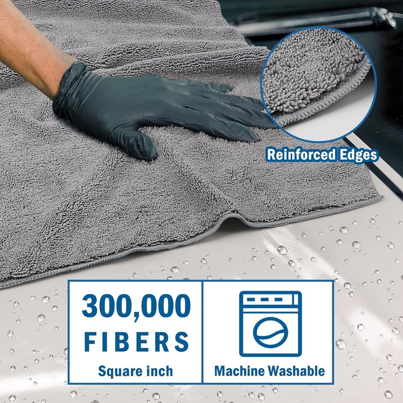 HOMEXCEL Professional Large Microfiber Car Drying Cloths Lint Free Scratch Free Highly Absorbent Drying Cloth for Cars, SUVs, RVs, Trucks and Boats, 31 x 24 Inch, Grey, 2 Pack Popular trusted craftsmanship - Image 2