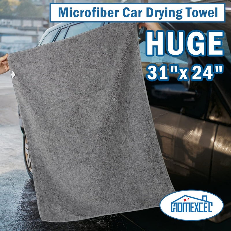 HOMEXCEL Professional Large Microfiber Car Drying Cloths Lint Free Scratch Free Highly Absorbent Drying Cloth for Cars, SUVs, RVs, Trucks and Boats, 31 x 24 Inch, Grey, 2 Pack Popular trusted craftsmanship - Image 3