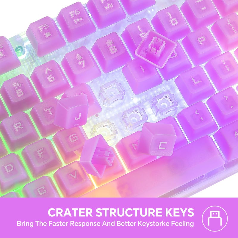 CHONCHOW RGB Gaming Keyboard and Mouse Combo,USB Wired Custom Clear Keyboards, Rainbow LED Backlight Transparent Keyboard Mouse Set for Computer Windows PC PS4 Xbox Laptop - Image 5