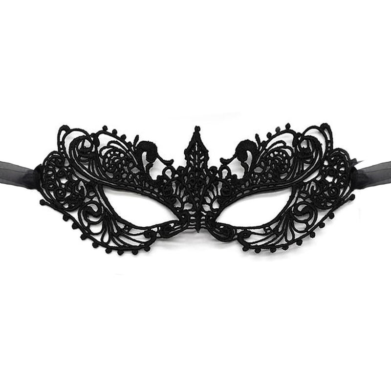 MYMENU Masquerade Mask for Women Venetian Mask For Costume Party Supply Adjustable Soft Lace Bendable Masks (Black Lace) - Image 1