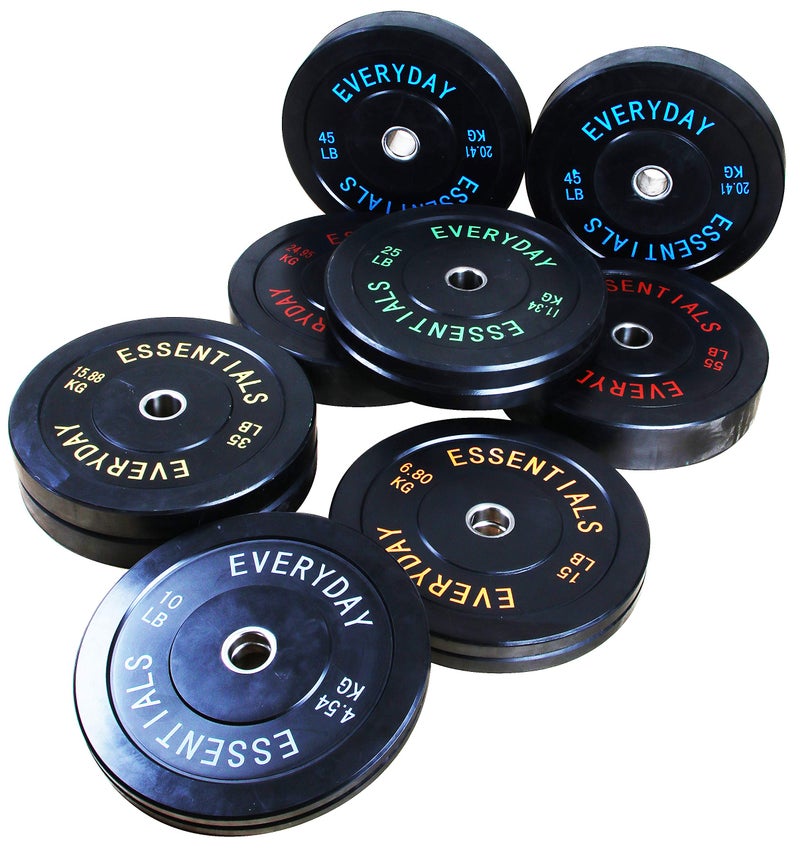 BalanceFrom Color Coded Black Olympic Bumper Plate Weight Plate with Steel Hub, 10LB Pair - Image 2