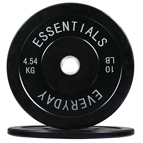 BalanceFrom Color Coded Black Olympic Bumper Plate Weight Plate with Steel Hub, 10LB Pair - Image 1