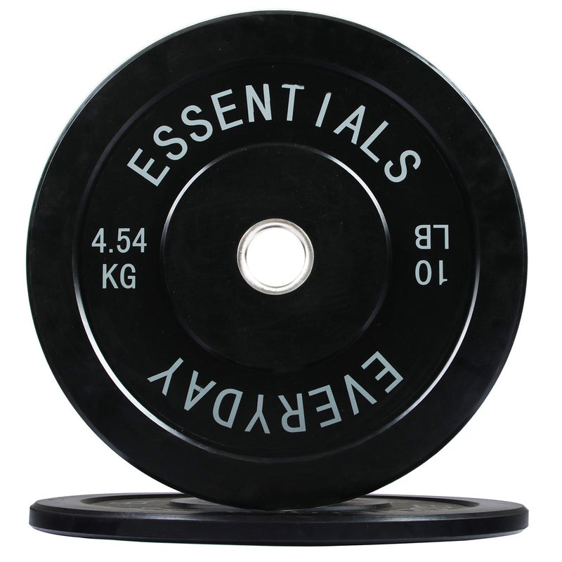 BalanceFrom Color Coded Black Olympic Bumper Plate Weight Plate with Steel Hub, 10LB Pair - Image 5