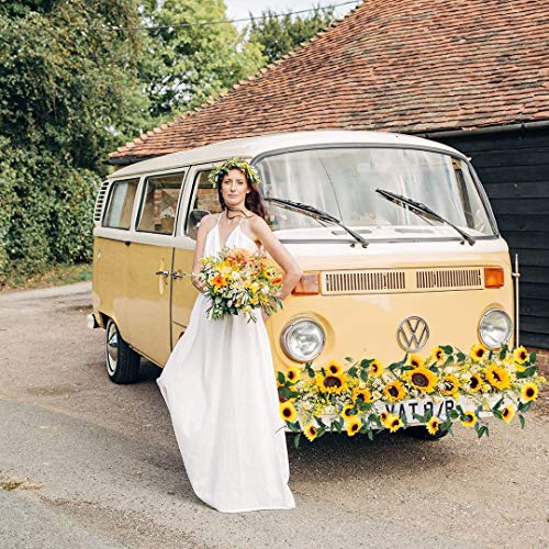 DearHouse 3 Pack Artificial Sunflower Garland Silk Sunflower Vine Artificial Flowers with Green Leaves for Wedding Table Home Decor - Image 5