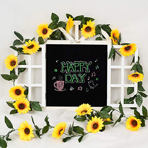 DearHouse 3 Pack Artificial Sunflower Garland Silk Sunflower Vine Artificial Flowers with Green Leaves for Wedding Table Home Decor - Image 2