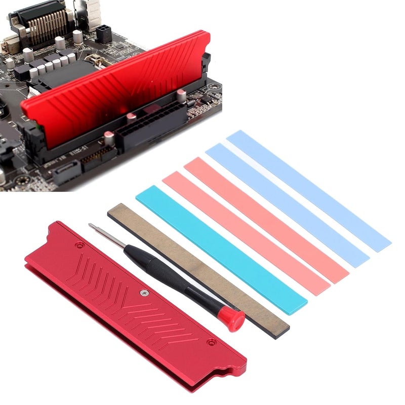 مشتت حرارة من سبائك الألومنيوم الحمراء لمبرد وحدات ذاكرة سطح المكتب DDR1 DDR2 DDR3 DDR4 ECC - Image 1