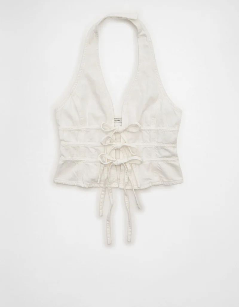 American Eagle  AE Denim Bow-Front Vest for Women | Best Price UAE