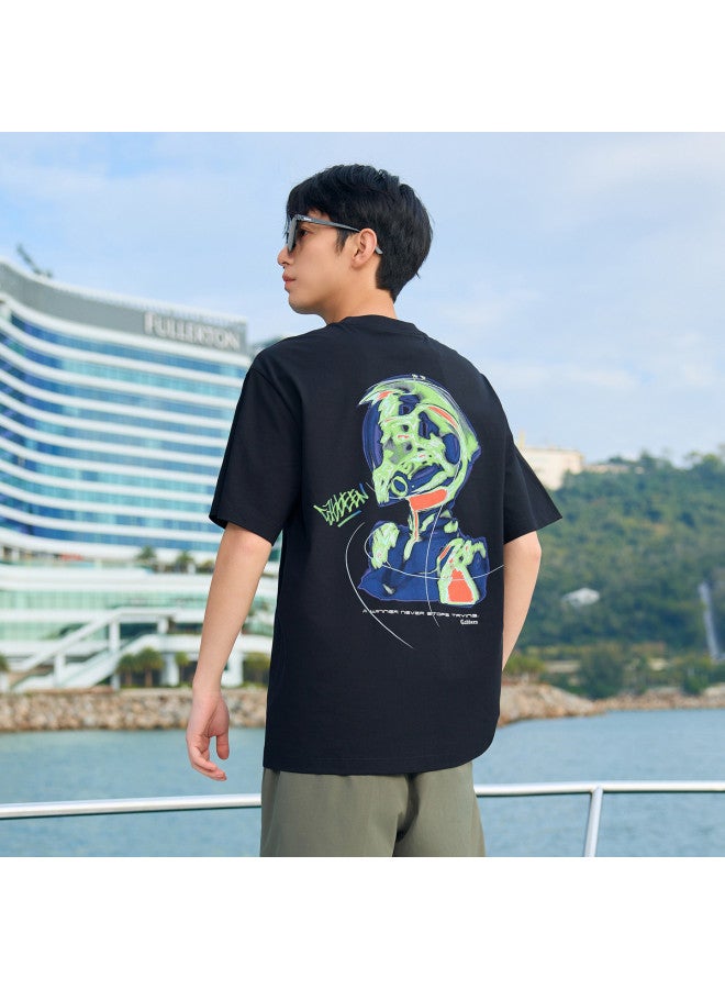 Cabbeen Short Sleeve Men's T-shirt Colorful Print Personality Trendy Fashion Street Short Sleeve T-shirt Men - Image 5