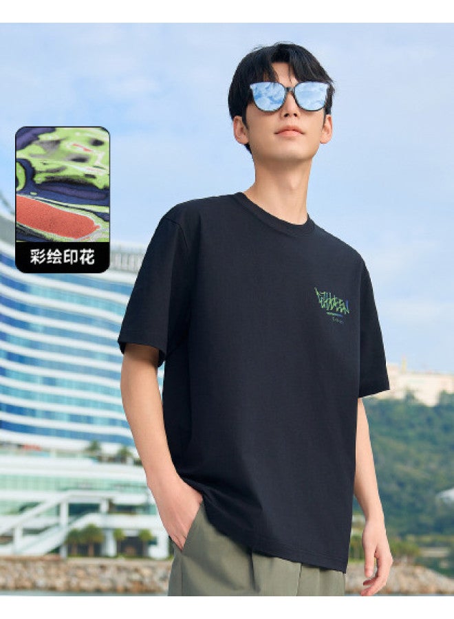 Cabbeen Short Sleeve Men's T-shirt Colorful Print Personality Trendy Fashion Street Short Sleeve T-shirt Men - Image 1