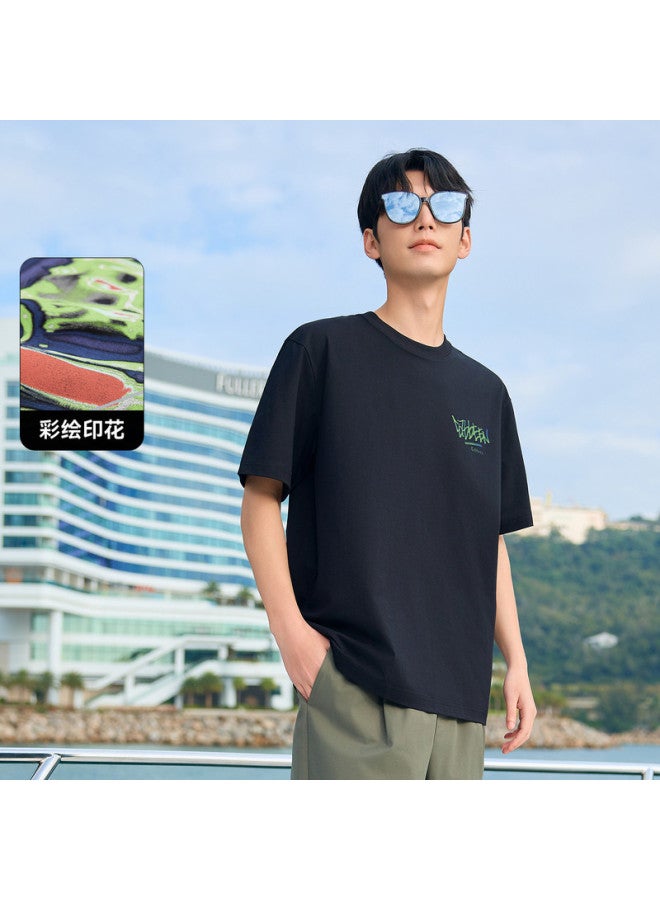 Cabbeen Short Sleeve Men's T-shirt Colorful Print Personality Trendy Fashion Street Short Sleeve T-shirt Men - Image 2