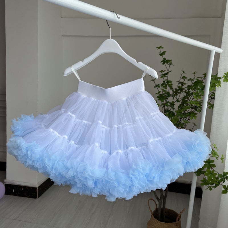 High-Quality Kids Tutu Tulle Skirt White spell light blue 