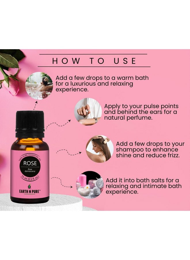 إيرث آند بيور زيت الورد النقي من Earth N Pure Rose (زيت الجولاب) العطري الطبيعي والعلاجي 50 مل  - Image 3