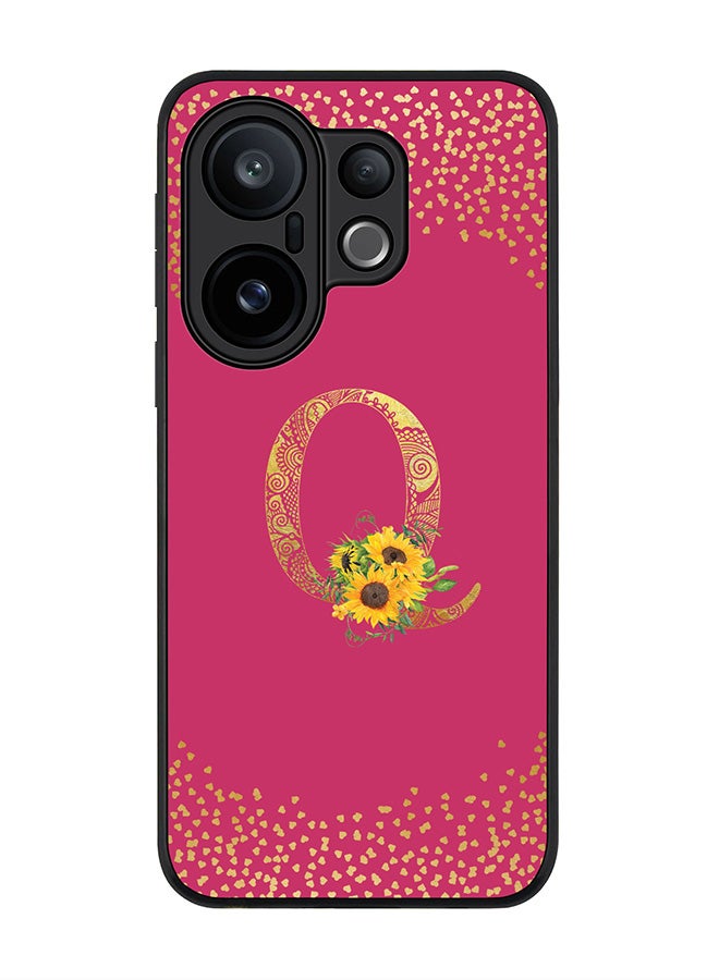 Stylizedd For vivo X200 FE / S30 Pro mini Case,Slim fit Camera Protection, Shockproof Thin Phone cover  - Custom Floral Monogram - Q ( Deep Pink )