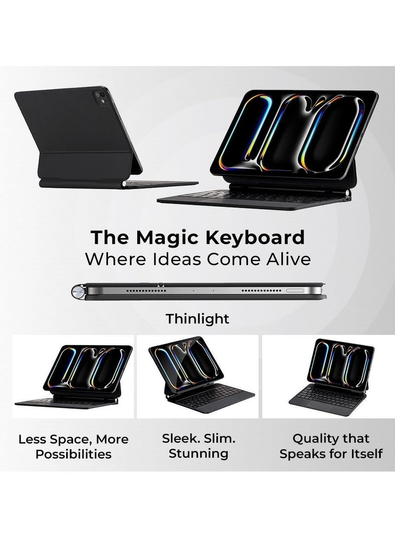 glassology Magic Keyboard Case for iPad Pro 11 inch 2018, 2020, 2021, 2022, 2023 with Backlit Keys, Trackpad, and Adjustable Viewing Angles - Image 2