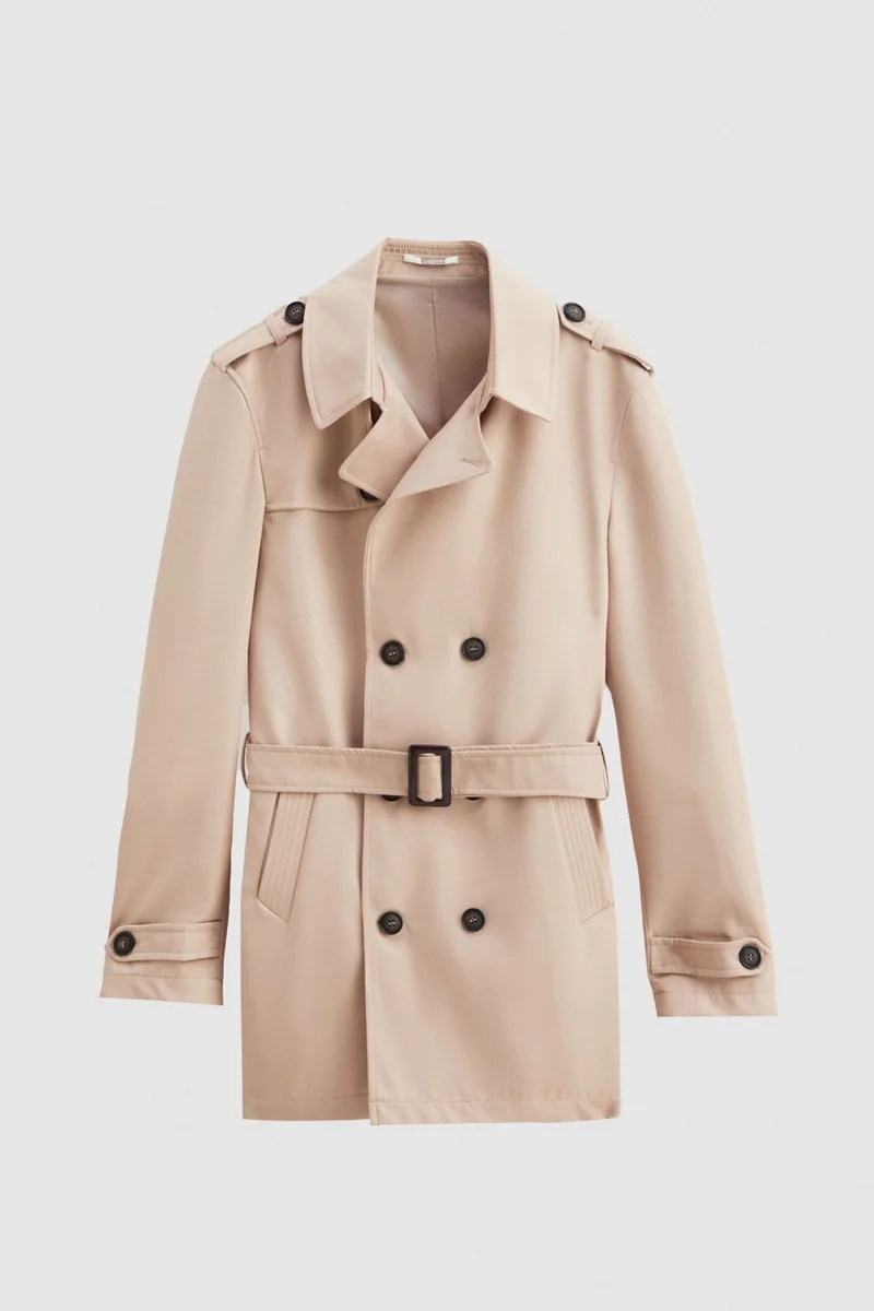 دي أس دامات Ds Damat Regular Fit Beige Epaulette Waist Belted Overcoat/Trenckot 1HF08ORT00013