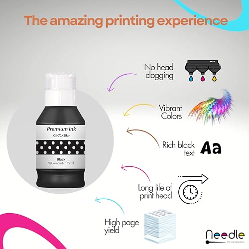 needle ; Pin point precision Needle GI71 Compatible Refill Ink | Made in India | for Canon Pixma G1020 G2020 G3020 G2060 G3060 G1737 G2770 G3770 G4770 G1730 G2730 G3730 Printers (Black - 135gms) - Image 3