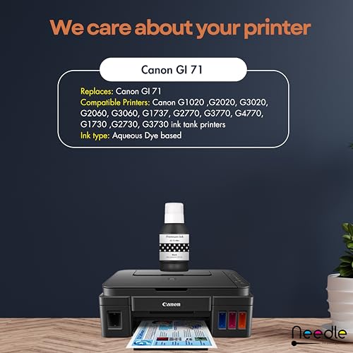 needle ; Pin point precision Needle GI71 Compatible Refill Ink | Made in India | for Canon Pixma G1020 G2020 G3020 G2060 G3060 G1737 G2770 G3770 G4770 G1730 G2730 G3730 Printers (Black - 135gms) - Image 4
