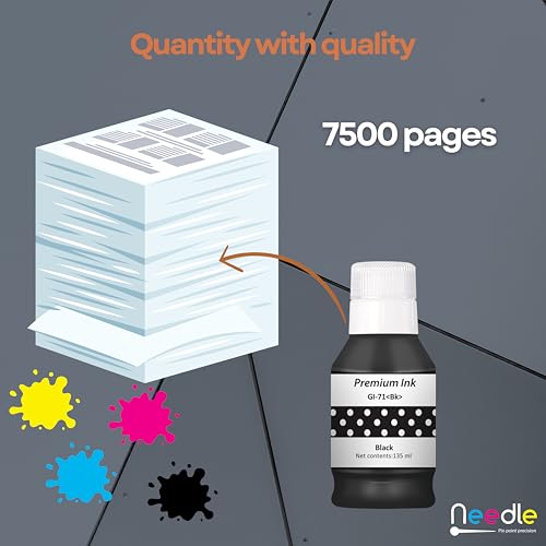 needle ; Pin point precision Needle GI71 Compatible Refill Ink | Made in India | for Canon Pixma G1020 G2020 G3020 G2060 G3060 G1737 G2770 G3770 G4770 G1730 G2730 G3730 Printers (Black - 135gms) - Image 5