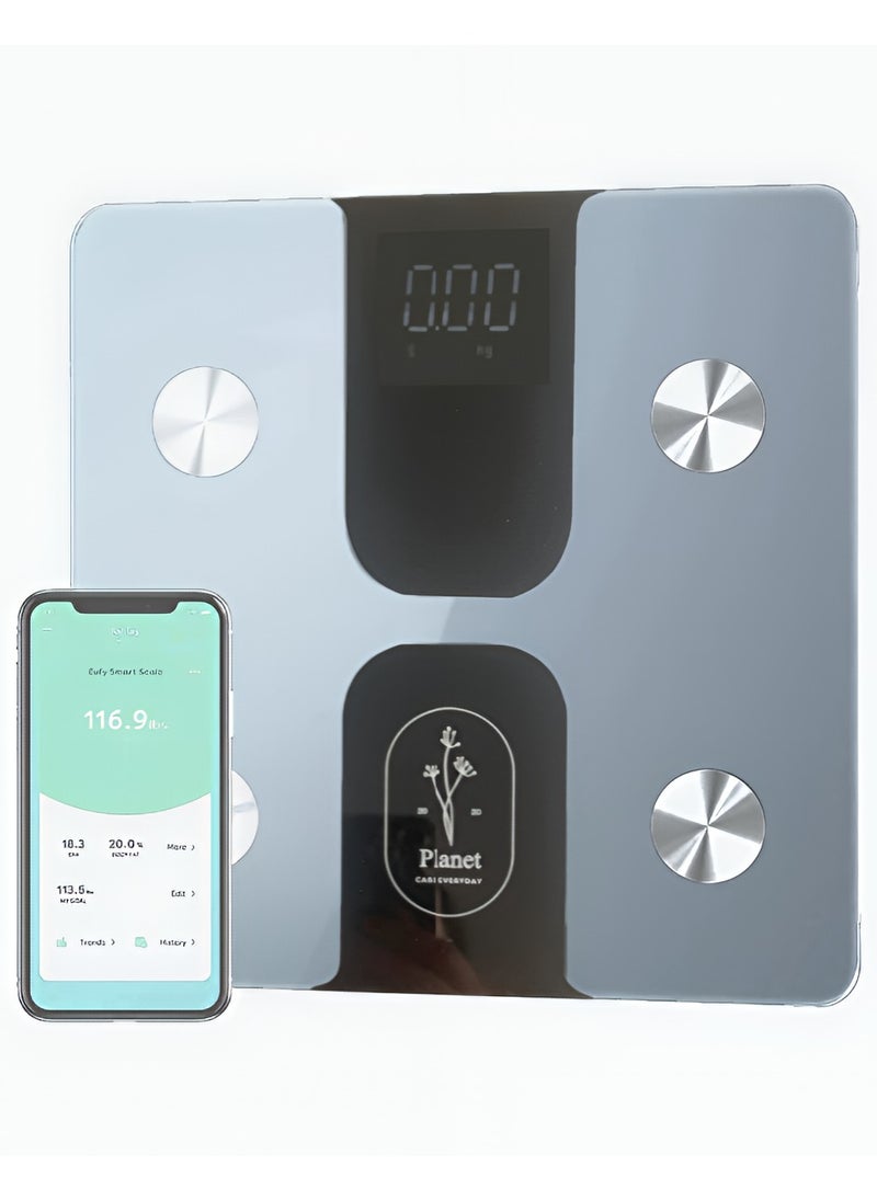 20 20 Planet CARE EVERYDAY Smart Scale C1 With Bluetooth, Body Fat Scale, Wireless Digital Bathroom Scale, 12 Measurements, Weight/body Fat/bmi, Fitness Body Composition Analysis, Black, Lbs/kg.  - Image 1