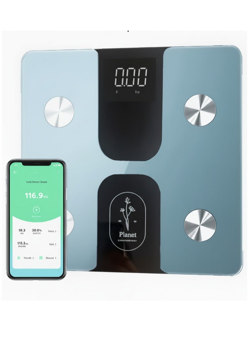 20 20 Planet CARE EVERYDAY Smart Scale C1 With Bluetooth, Body Fat Scale, Wireless Digital Bathroom Scale, 12 Measurements, Weight/body Fat/bmi, Fitness Body Composition Analysis, Black, Lbs/kg. - Image 1