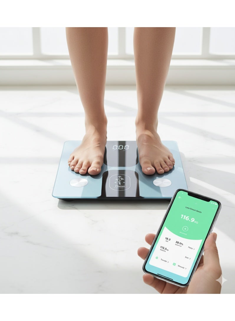 20 20 Planet CARE EVERYDAY Smart Scale C1 With Bluetooth, Body Fat Scale, Wireless Digital Bathroom Scale, 12 Measurements, Weight/body Fat/bmi, Fitness Body Composition Analysis, Black, Lbs/kg. - Image 3