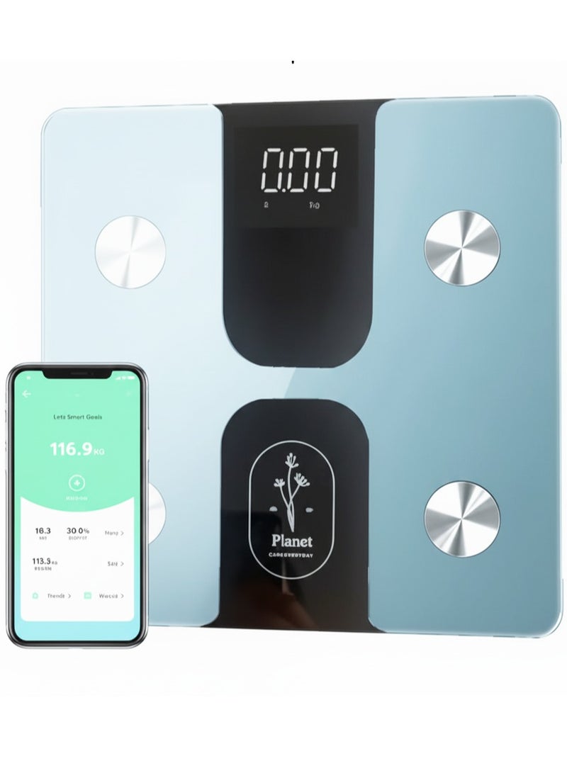 20 20 Planet CARE EVERYDAY Smart Scale C1 With Bluetooth, Body Fat Scale, Wireless Digital Bathroom Scale, 12 Measurements, Weight/body Fat/bmi, Fitness Body Composition Analysis, Black, Lbs/kg. - Image 1