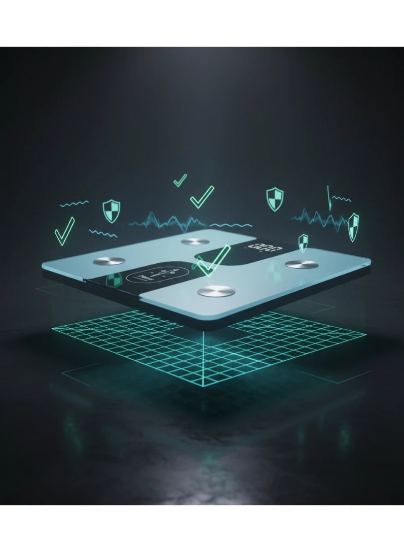 20 20 Planet CARE EVERYDAY Smart Scale C1 With Bluetooth, Body Fat Scale, Wireless Digital Bathroom Scale, 12 Measurements, Weight/body Fat/bmi, Fitness Body Composition Analysis, Black, Lbs/kg. - Image 5